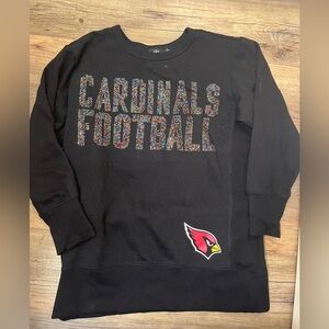 NEW NFL ARIZONA CARDINALS BLACK SWEATSHIRT LADIES SMALL RHINESTONE BLING